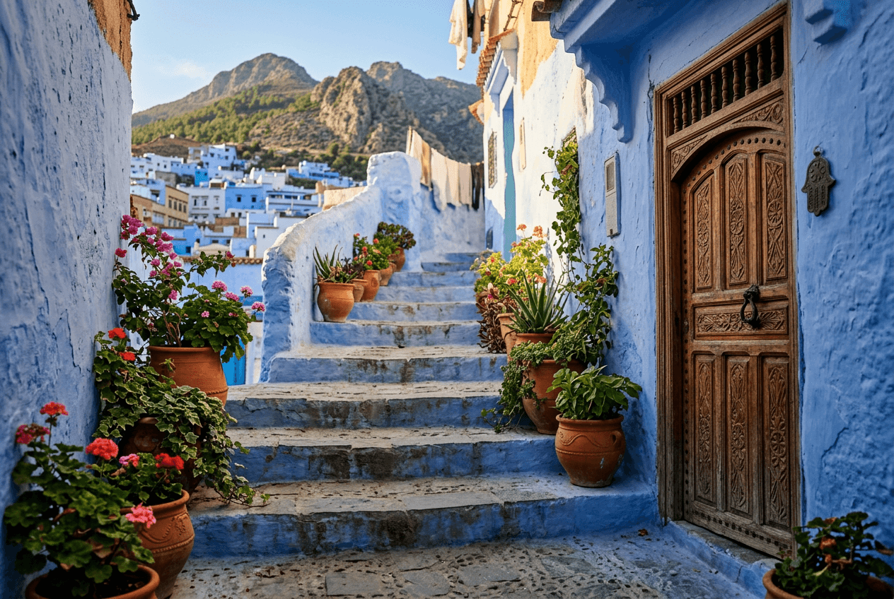 A city painted in every shade of blue
